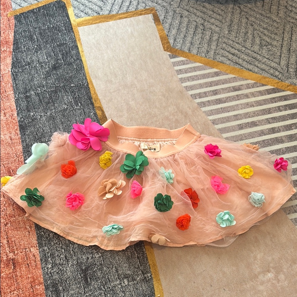 Boden Cream Skirt with Colorful Embellishments